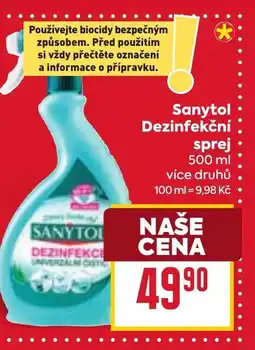 Billa Sanytol Dezinfekční sprej nabídka