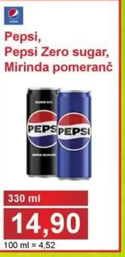 PLUS JIP Pepsi, Pepsi Zero sugar, Mirinda pomeranč nabídka