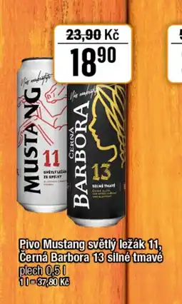 TEMPO Pivo Mustang světlý ležák 11, Černá Barbora 13 silné tmavé nabídka