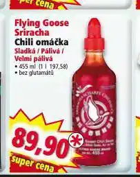 Norma Flying goose sriracha chili omáčka nabídka
