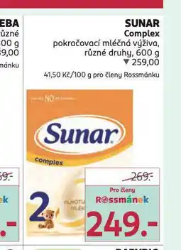 Rossmann Sunar complex pokračovací mléčná výživa nabídka