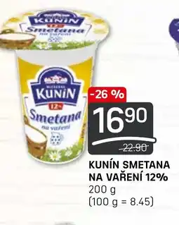 Flop KUNIN SMETANA NA VAŘENÍ 12% nabídka