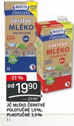 Flop JČ MLÉKO ČERSTVÉ POLOTUČNÉ 1,5%, PLNOTUČNÉ 3,5% 1L nabídka