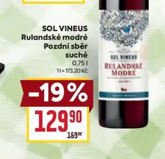 Billa SOL VINEUS Rulandské modré Pozdní sběr suche 0.75L nabídka