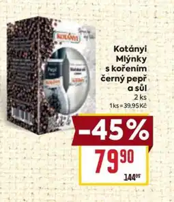 Billa Kotányi Mlýnky s kořením černý pepř a sůl nabídka