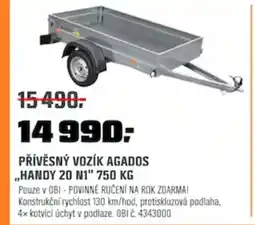 OBI PŘÍVĚSNÝ VOZÍK AGADOS ,,HANDY 20 N1" 750 KG nabídka