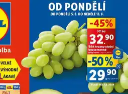 Lidl Bílé hrozny stolní bezsemenné nabídka