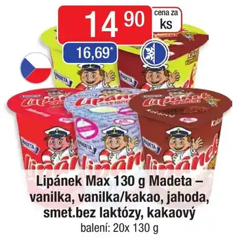 Qanto Lipánek Max 130 g Madeta - vanilka, vanilka/kakao, jahoda, smet.bez laktózy, kakaový nabídka