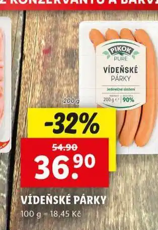 Lidl Vídeňské párky nabídka