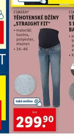 Lidl Těhotenské džíny straight fit nabídka