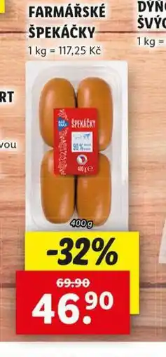 Lidl Farmářské špekáčky nabídka
