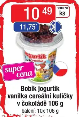 Bobík jogurtík vanilka cereální kuličky v čokoládě 106 g