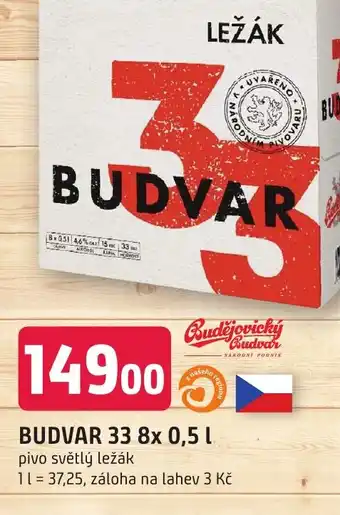 Trefa BUDVAR 33 8x 0,5 L nabídka