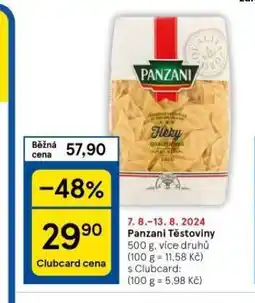 Tesco Panzani těstoviny nabídka