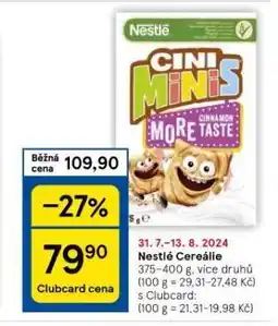 Tesco Nestlé cereálie nabídka