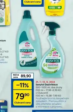 Tesco Sanytol dezinfekce nabídka