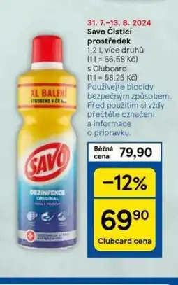 Tesco Savo čisticí prostředek nabídka