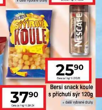 Hruška Bersi snack sýrové koule nabídka