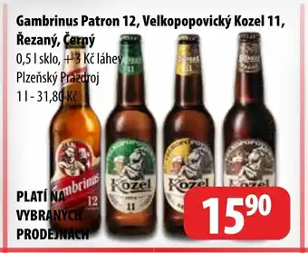 Partner Maloobchodní síť Gambrinus Patron 12, Velkopopovický Kozel 11, Řezaný, Černý nabídka