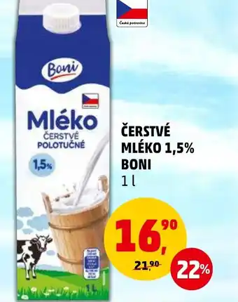 Penny Market ČERSTVÉ MLÉKO 1,5% BONI 1 L nabídka