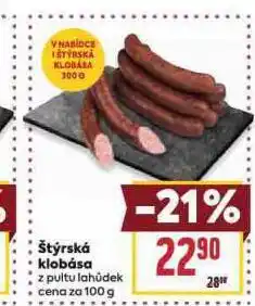 Billa Štýrská klobása nabídka