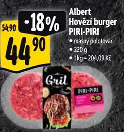 Albert Albert Hovězí burger PIRI-PIRI nabídka
