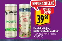Albert Republica Mojito/ Millhill's Jahoda Gin&Tonic nabídka