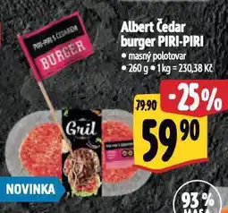 Albert Čedar burger piri-piri nabídka