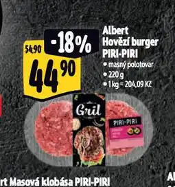 Albert Hovězí burger piri-piri nabídka