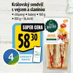 Albert Královský sendvič s vejcem a slaninou nabídka