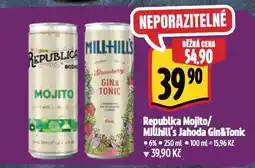 Albert Millhill's jahoda gin & tonic nabídka