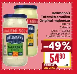 Billa Hellmann's Tatarská omáčka Originál majonéza nabídka