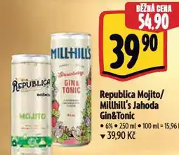 Albert Millhill's jahoda gin & tonic nabídka