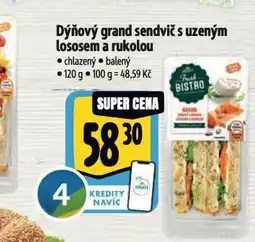 Albert Dýňový grand sendvič s uzeným lososem a rukolou nabídka