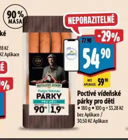 Albert Poctivé vídeňské párky pro děti nabídka