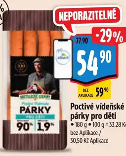 Albert Poctivé vídeňské párky pro děti nabídka