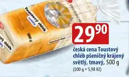 Bala česká cena Toustový chléb pšeničný krájený světlý, tmavý, 500 g nabídka