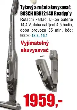 EVA Tyčový a ruční akuvysavač BOSCH BBHF214G Readyy y nabídka