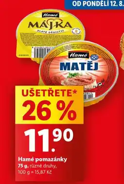 Lidl Hamé pomazánky nabídka