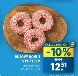 Lidl Růžový donut s posypem nabídka