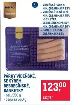 Makro PÁRKY VÍDEŇSKÉ, SE SÝREM, DEBRECÍNSKÉ, BANKETKY nabídka
