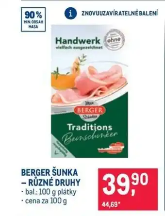 Makro BERGER ŠUNKA - RŮZNÉ DRUHY nabídka
