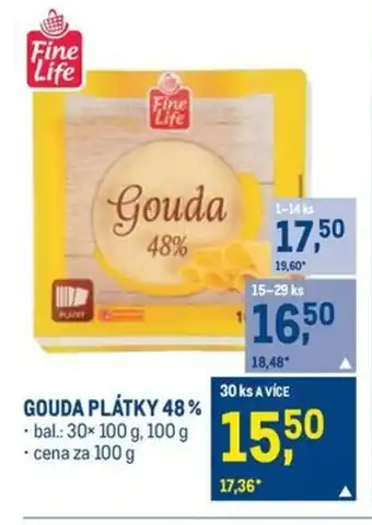 Makro GOUDA PLÁTKY 48% nabídka