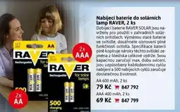 Nabíjecí baterie do solárních lamp RAVER, 2 ks