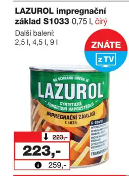 Barvy a laky drogerie LAZUROL impregnační základ S1033 nabídka