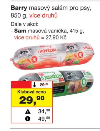 Barvy a laky drogerie Barry masový salám pro psy, 850 g nabídka