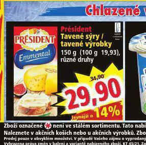 Norma Président tavený sýry / tavené výrobky nabídka