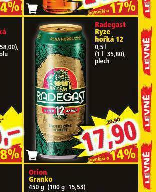 Norma Pivo radegast ryze hořká 12 nabídka