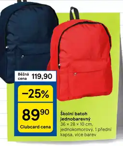 Tesco Školní batoh jednobarevný nabídka