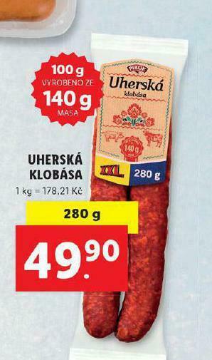 Lidl Uherská klobása nabídka